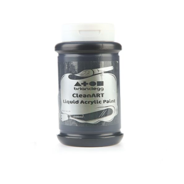 CleanART Acrylic Paint 500ml Black Pack of 10