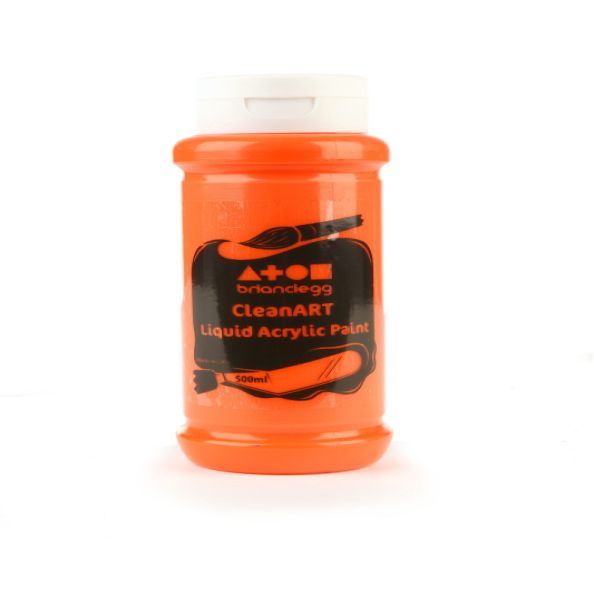 CleanART Acrylic Paint 500ml Orange Pack of 10