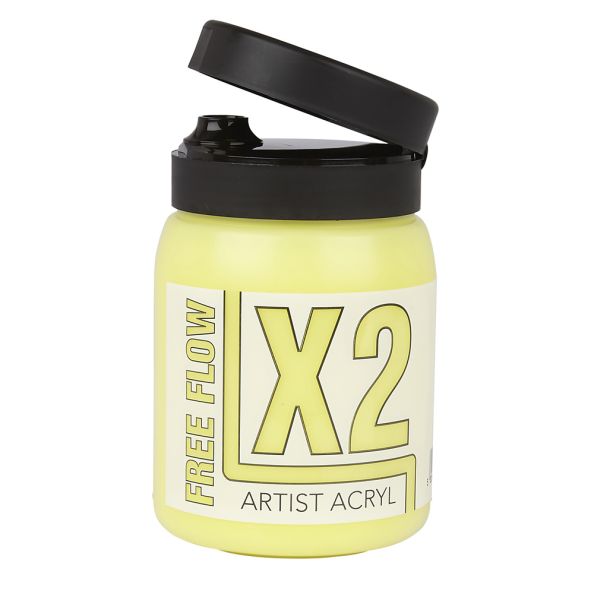 Specialist Crafts X2 Free Flow Acryl Acrylic Colour 500ml Light Lemon Yellow | Creative Activity