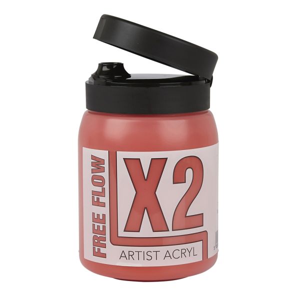 Specialist Crafts X2 Free Flow Acryl Acrylic Colour 500ml Transparent Vermilion (Red) | Creative Activity