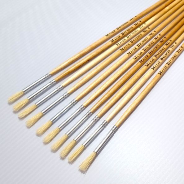 Long Handle Round Hog Bristle Brushes Size 4 - pack of 10 | Educational Resources - Art & Craft | Creative Activity