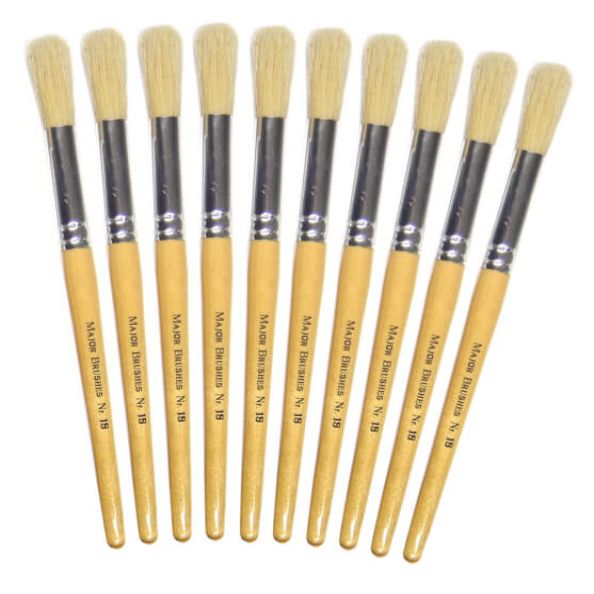Short Handle Round Hog Bristle Brushes Size 18 - pack of 10 | Creative Activity
