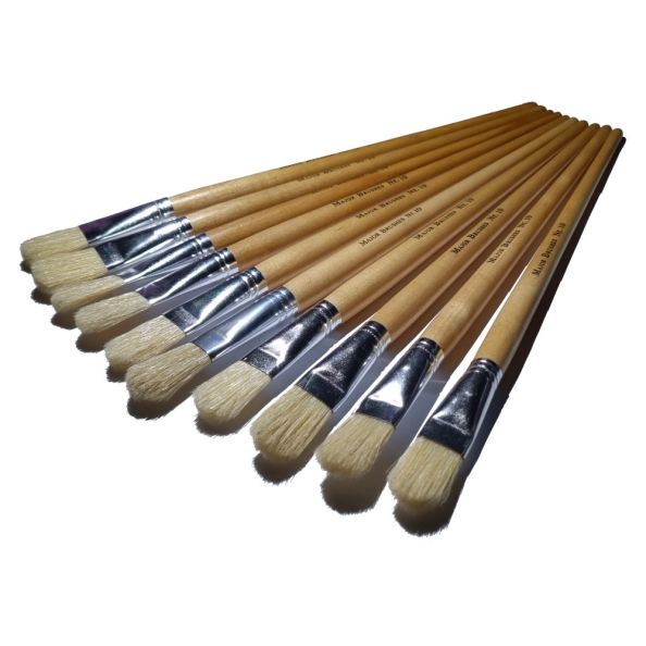 Long Handle Filbert Hog Bristle Brushes Size 10 - Pack of 10 | Educational Resources - Art & Craft | Creative Activity