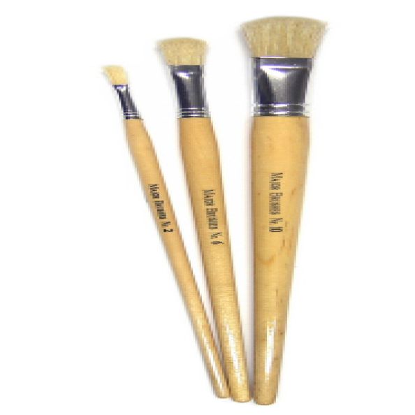 Long Handle Filbert Hog Bristle Brushes Size 6 - pack of 10 | Creative Activity