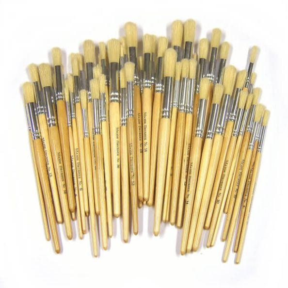 Short Handle Round Hog Bristle Brushes Assorted Sizes - pack of 100 | Creative Activity