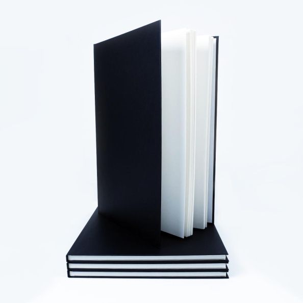 A3 Portrait Black Cloth Hardbacked Sketchbook 92 pages 140gsm | Creative Activity