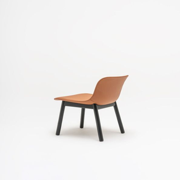 Coral Upholstered Chair with Wooden 4 Leg Base