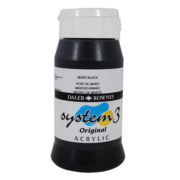 System 3 Original Acrylic Colour 500ml Mars Black | Creative Activity