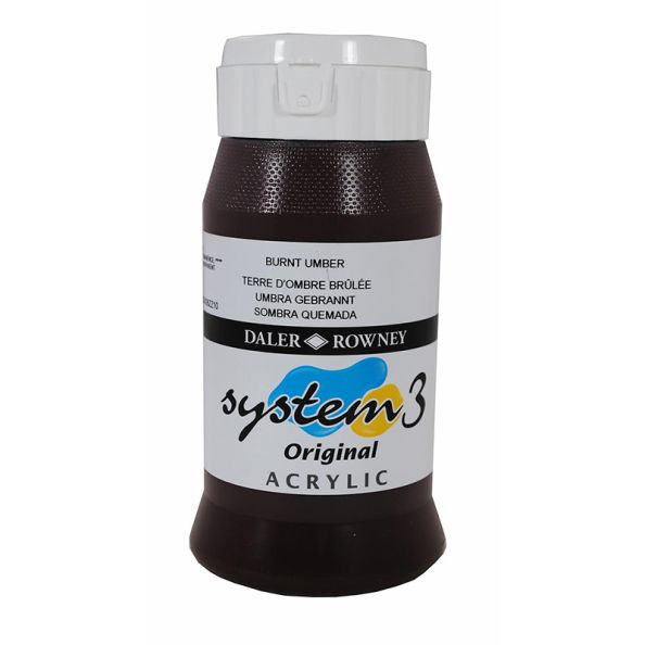 System 3 Original Acrylic Colour 500ml Burnt Umber | Creative Activity