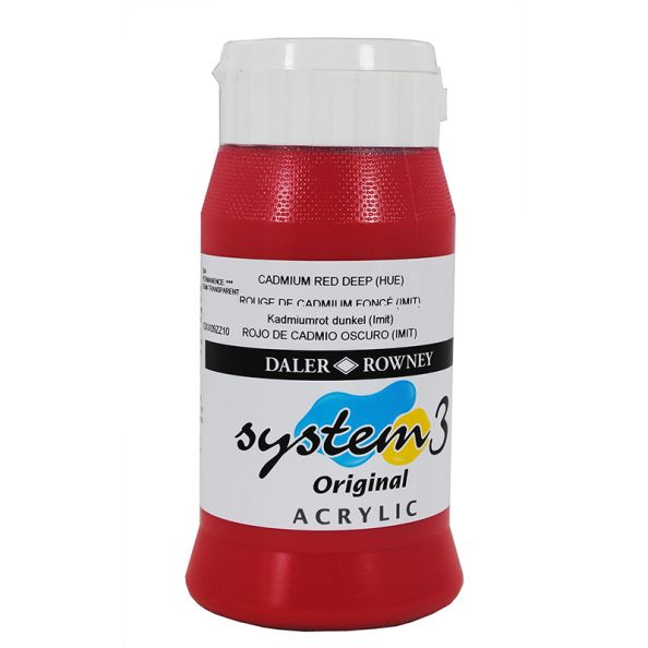 System 3 Original Acrylic Colour 500ml Cad. Red Deep Hue | Creative Activity