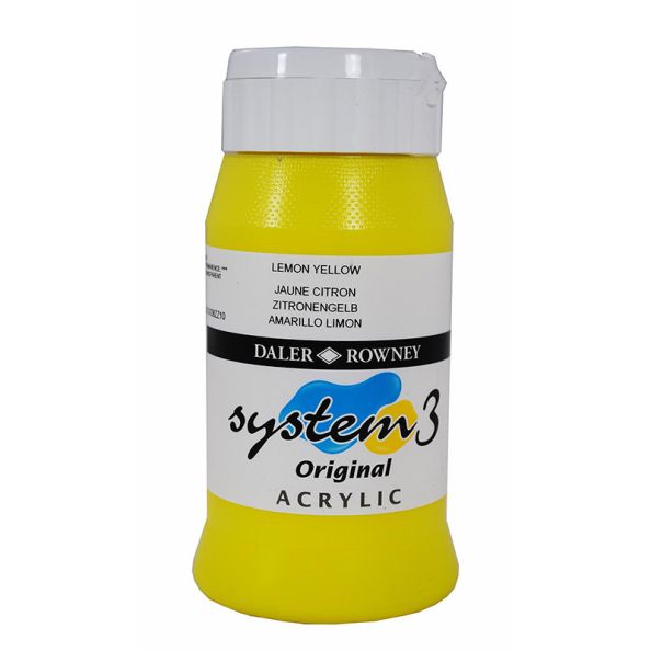 System 3 Original Acrylic Colour 500ml Lemon Yellow | Creative Activity