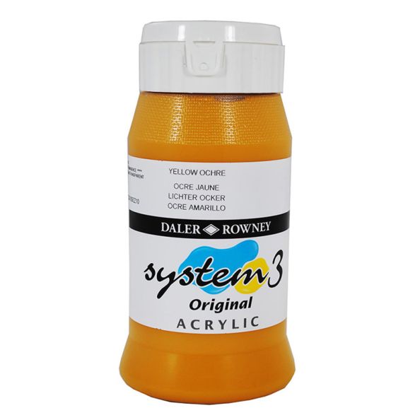 System 3 Original Acrylic Colour 500ml Yellow Ochre | Creative Activity