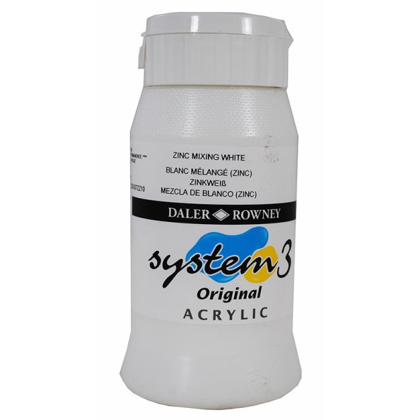 System 3 Original Acrylic Colour 500ml Zinc Mixing White | Creative Activity