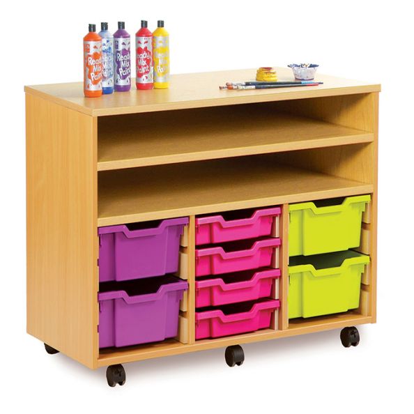 Combi Shelf/12 tray Art Storage Unit w1030xd453xh789mm Beech | Creative Activity