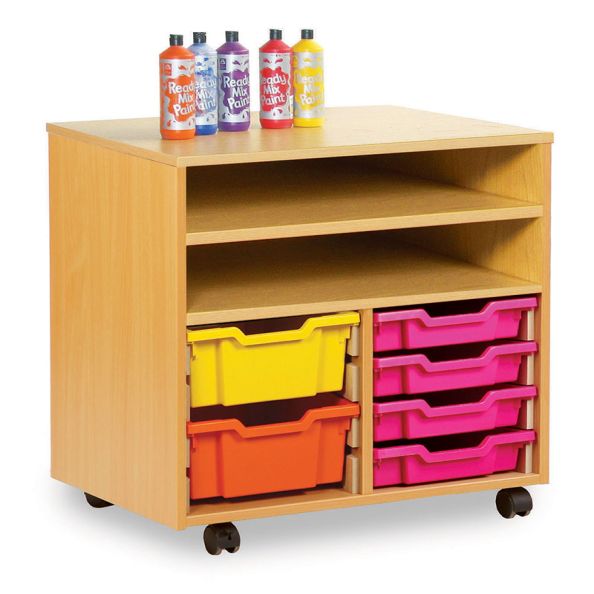 Combi Shelf/8 tray Art Storage Unit w700xd453xh789mm Beech | Creative Activity