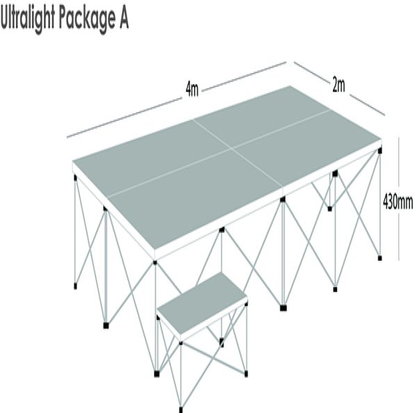 Alu Lite Staging Package A with Carpet Deck Covering - 4x2m | Creative Activity