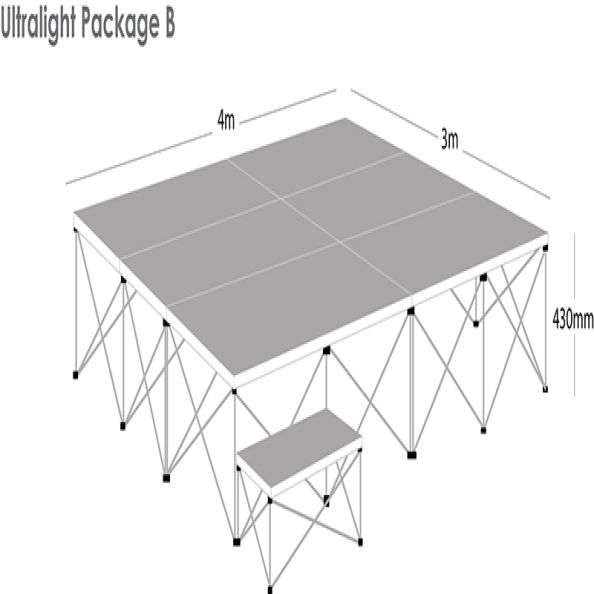 Alu Lite Staging Package B with Carpet Deck Covering - 4x3m | Creative Activity