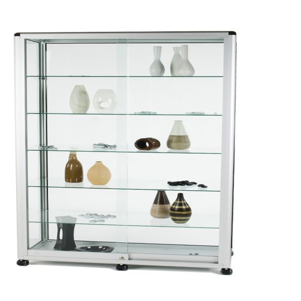 Premium Glazed Wide Tower Unit H1932 x W1000 x D450mm Silver | Creative Activity
