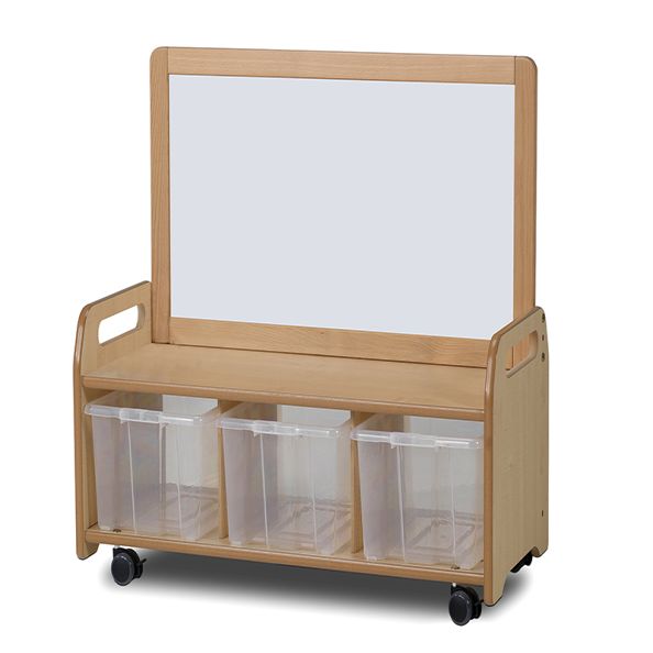 Mobile Low Magnetic Storage Unit with 3 Clear Tubs | Creative Activity