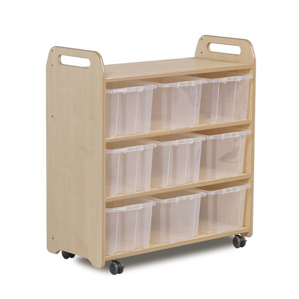 Mobile Tall Storage Unit with 9 Clear Tubs | Creative Activity