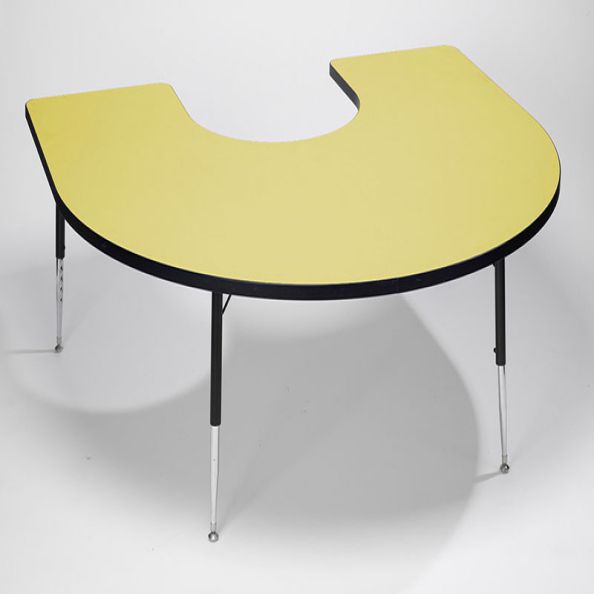 Height Adjustable Horseshoe Table - Yellow | Creative Activity