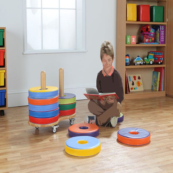 Plain Coloured Donut Cushions Trolley - 12 seat trolley | Creative Activity